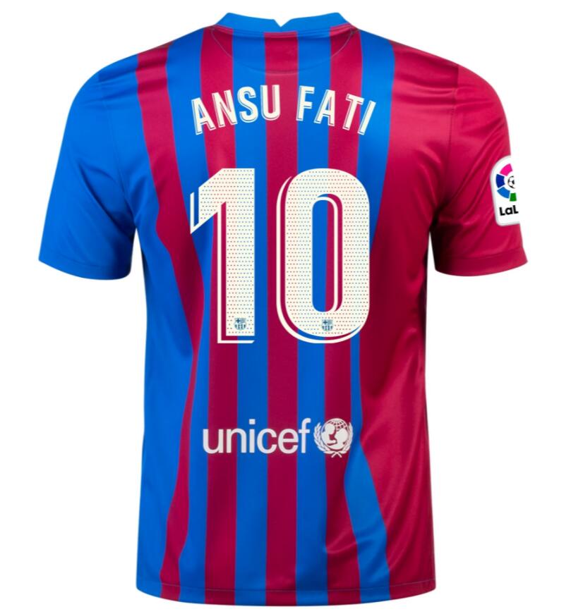 2021/22 Barcelona Home Kit Soccer Jersey with ANSU FATI 10 printing